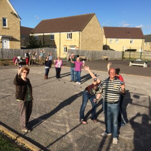 Boules players in the late sunshine